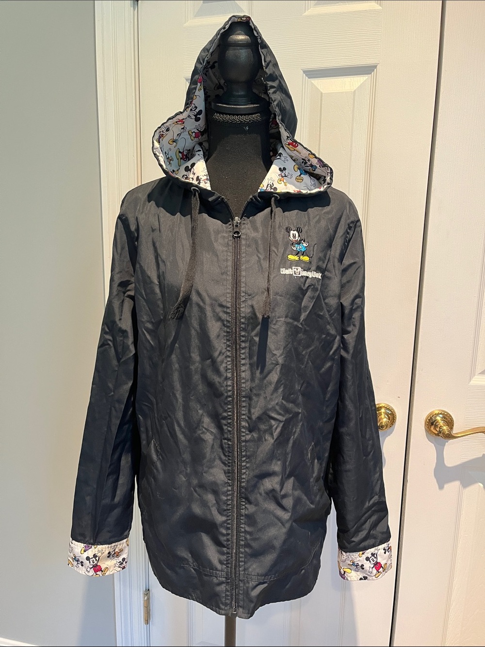 Disney Black Hooded Raincoat with Mickey Lining